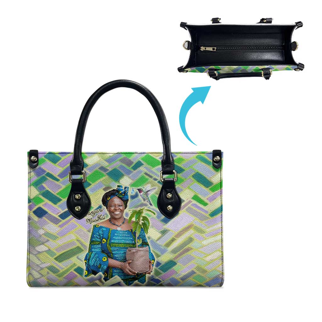 Wangari Maathai Leather Bag Hummingbird Quote Tree Planting Theme Environmental Justice Tribute - African Pride