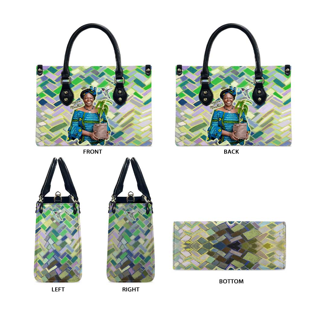 Wangari Maathai Leather Bag Hummingbird Quote Tree Planting Theme Environmental Justice Tribute - African Pride