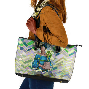 Wangari Maathai Leather Tote Bag Hummingbird Quote Tree Planting Theme Environmental Justice Tribute - African Pride