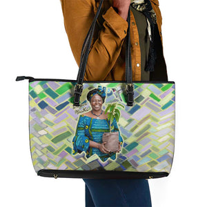Wangari Maathai Leather Tote Bag Hummingbird Quote Tree Planting Theme Environmental Justice Tribute - African Pride