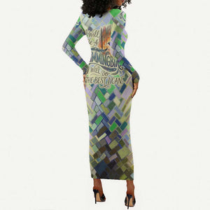 Wangari Maathai Long Sleeve Bodycon Dress Hummingbird Quote Tree Planting Theme Environmental Justice Tribute - African Pride