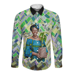 Wangari Maathai Long Sleeve Button Shirt Hummingbird Quote Tree Planting Theme Environmental Justice Tribute - African Pride