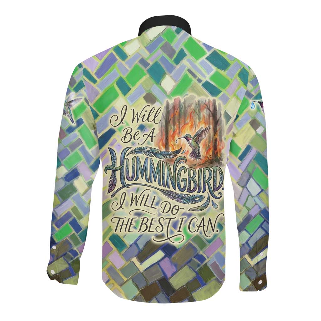 Wangari Maathai Long Sleeve Button Shirt Hummingbird Quote Tree Planting Theme Environmental Justice Tribute - African Pride