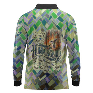 Wangari Maathai Long Sleeve Polo Shirt Hummingbird Quote Tree Planting Theme Environmental Justice Tribute - African Pride