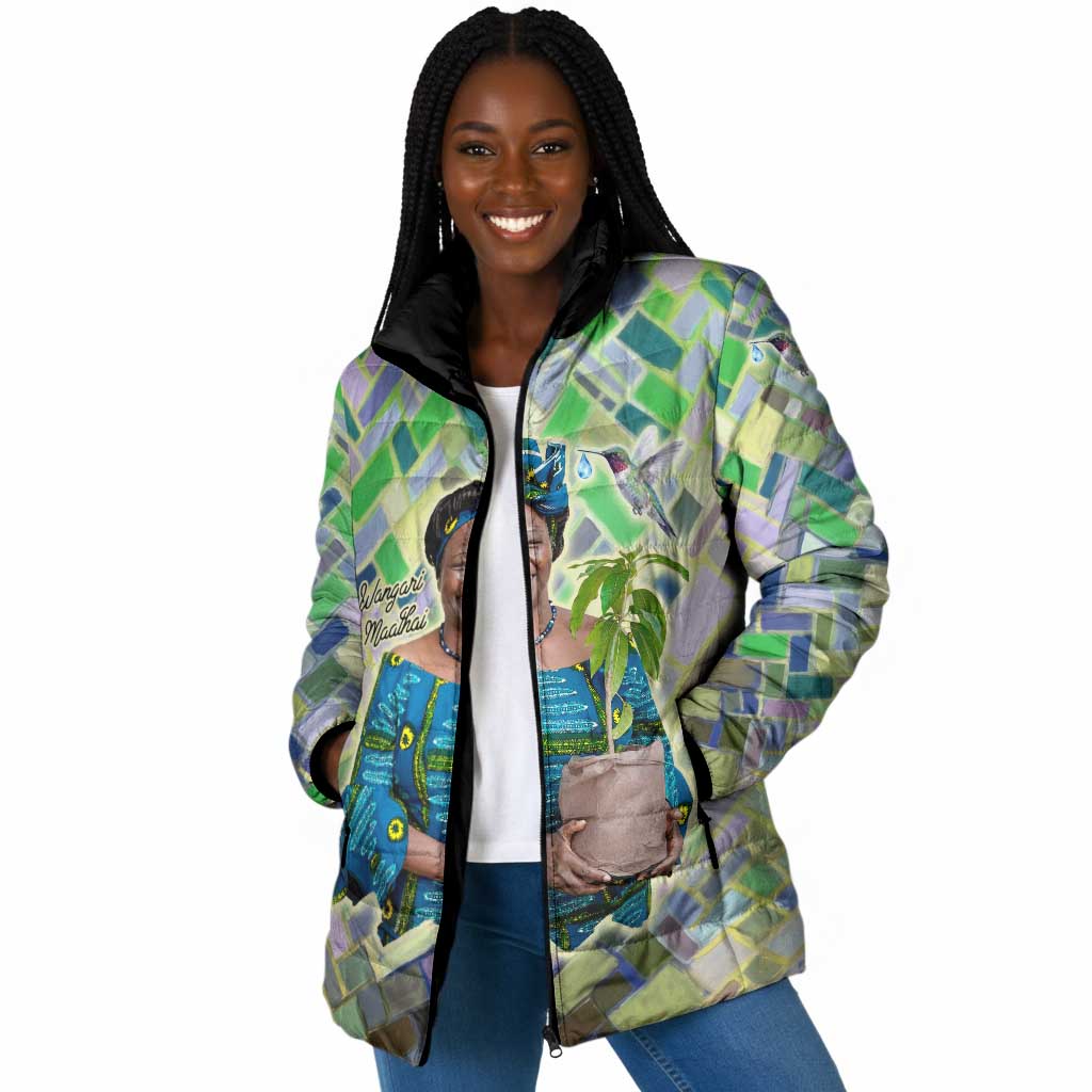 Wangari Maathai Padded Jacket Hummingbird Quote Tree Planting Theme Environmental Justice Tribute - African Pride