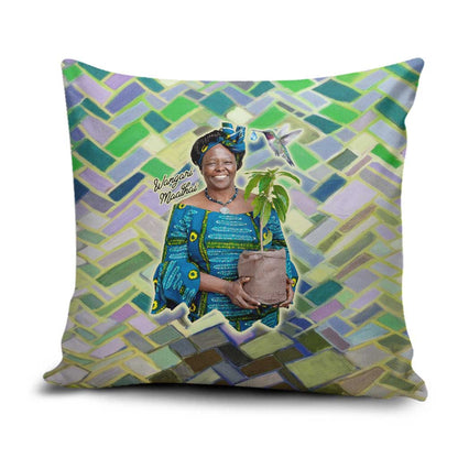 Wangari Maathai Pillow Cover Hummingbird Quote Tree Planting Theme Environmental Justice Tribute - African Pride