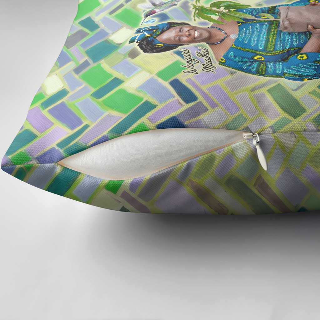 Wangari Maathai Pillow Cover Hummingbird Quote Tree Planting Theme Environmental Justice Tribute - African Pride
