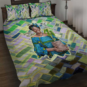 Wangari Maathai Quilt Bed Set Hummingbird Quote Tree Planting Theme Environmental Justice Tribute - African Pride