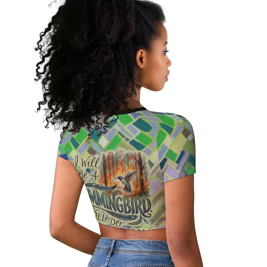 Wangari Maathai Raglan Cropped T shirt Hummingbird Quote Tree Planting Theme Environmental Justice Tribute - African Pride
