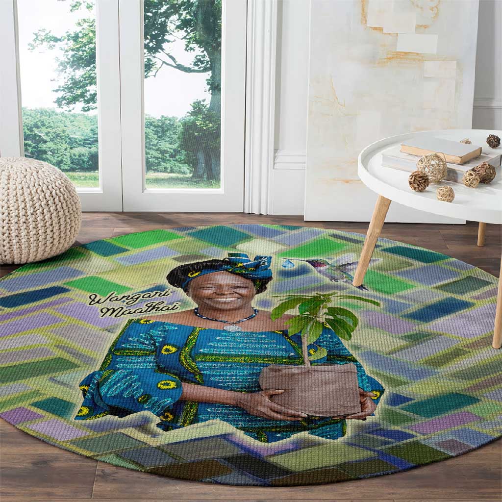 Wangari Maathai Round Carpet Hummingbird Quote Tree Planting Theme Environmental Justice Tribute - African Pride