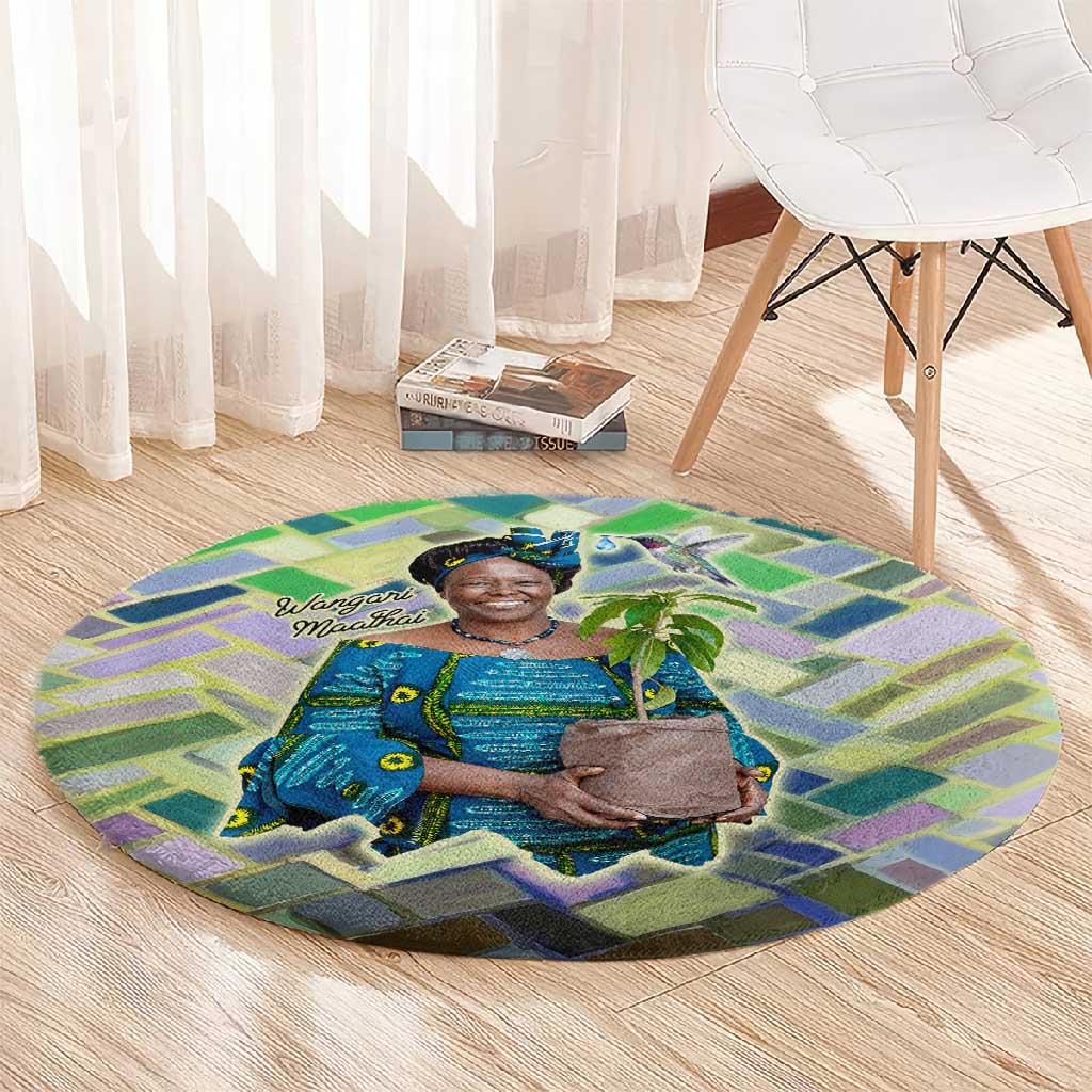 Wangari Maathai Round Carpet Hummingbird Quote Tree Planting Theme Environmental Justice Tribute - African Pride