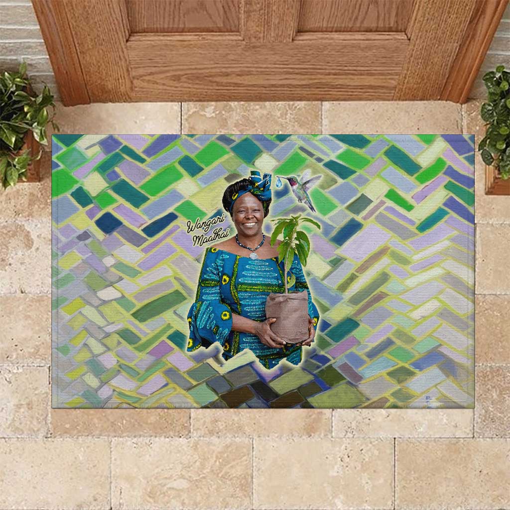 Wangari Maathai Rubber Doormat Hummingbird Quote Tree Planting Theme Environmental Justice Tribute - African Pride