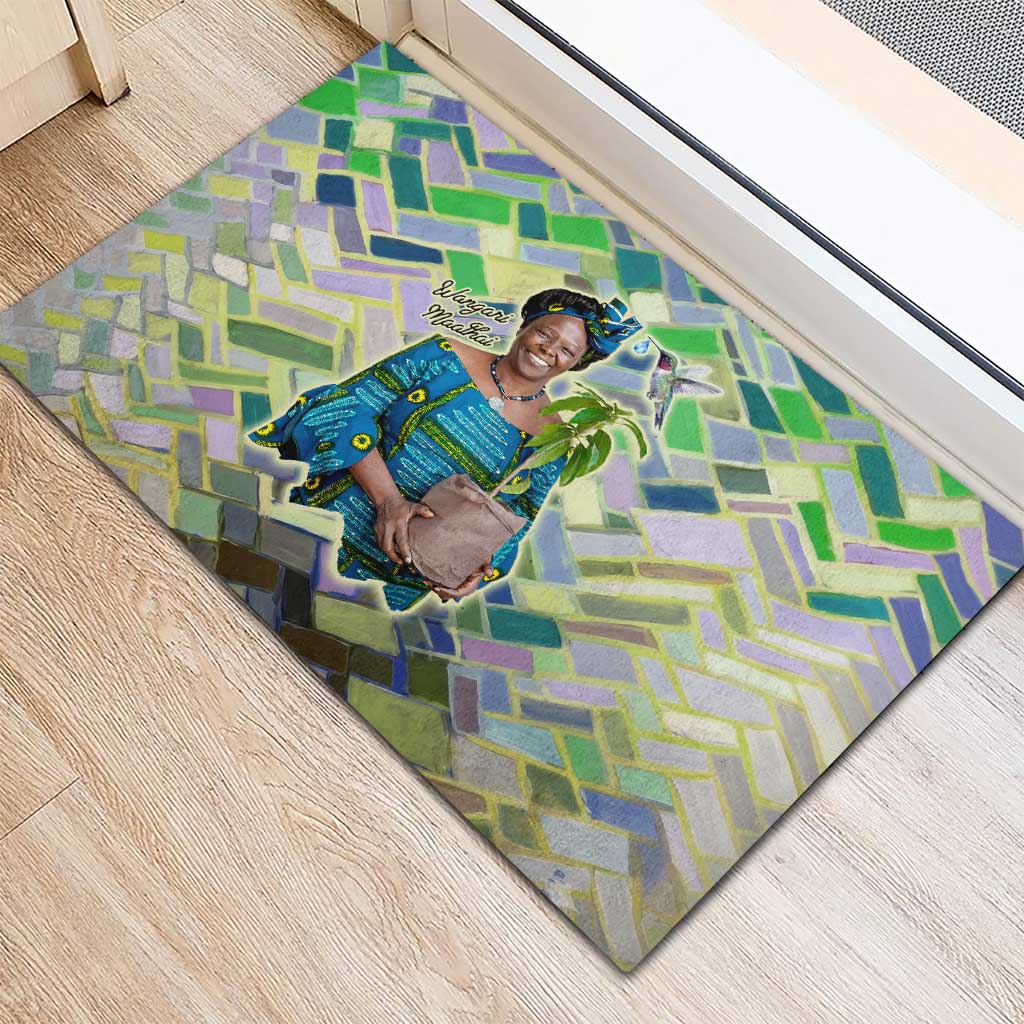 Wangari Maathai Rubber Doormat Hummingbird Quote Tree Planting Theme Environmental Justice Tribute - African Pride