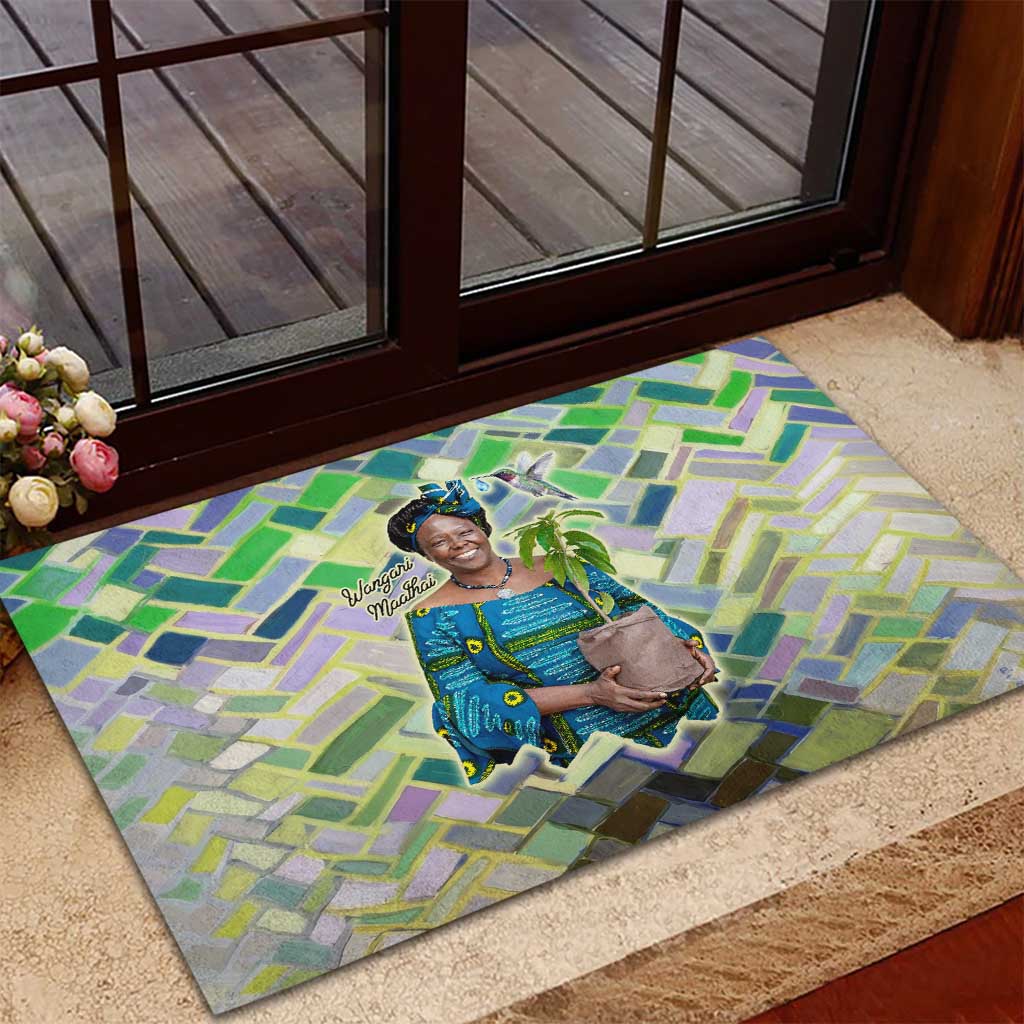 Wangari Maathai Rubber Doormat Hummingbird Quote Tree Planting Theme Environmental Justice Tribute - African Pride