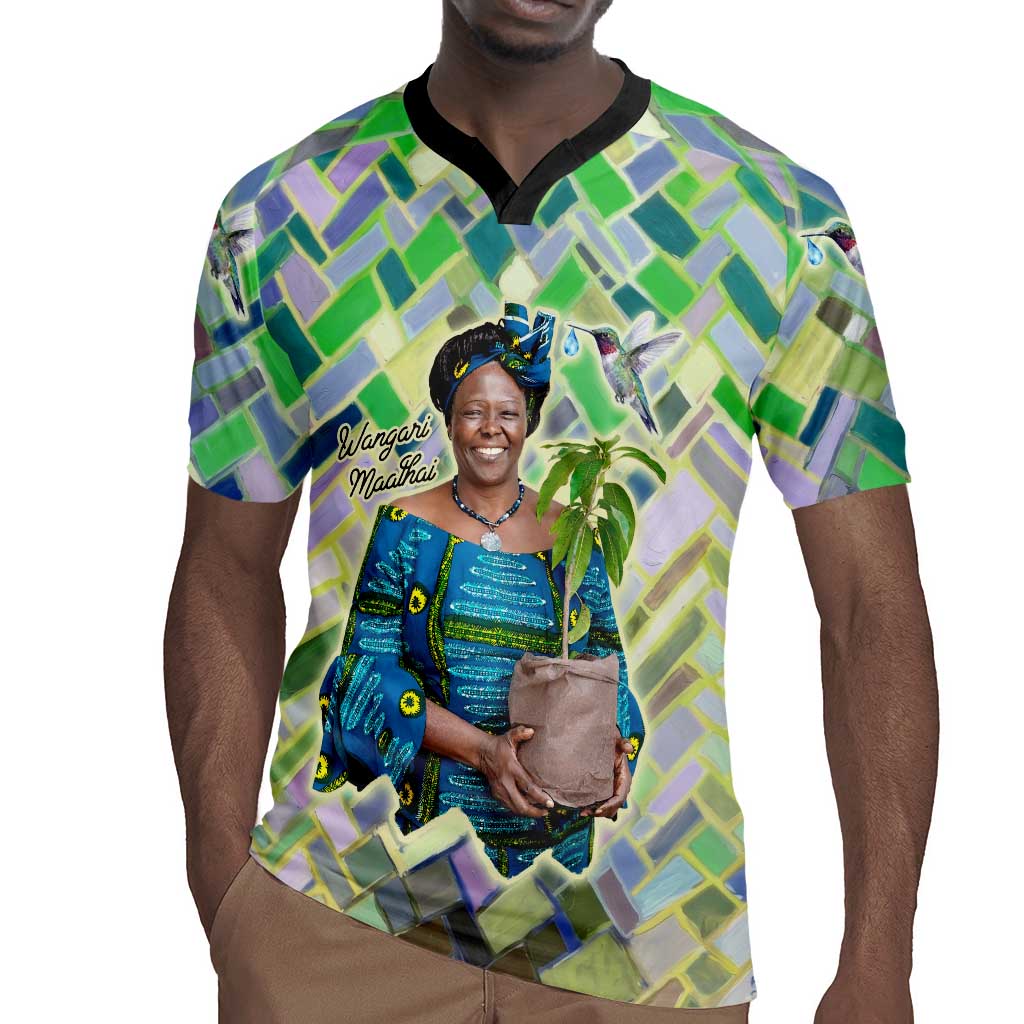 Wangari Maathai Rugby Jersey Hummingbird Quote Tree Planting Theme Environmental Justice Tribute - African Pride