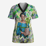 Wangari Maathai Scrub Top Hummingbird Quote Tree Planting Theme Environmental Justice Tribute - African Pride