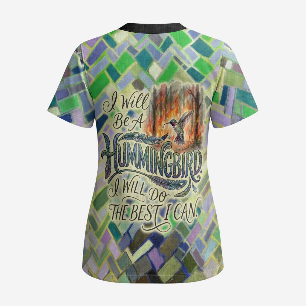 Wangari Maathai Scrub Top Hummingbird Quote Tree Planting Theme Environmental Justice Tribute - African Pride