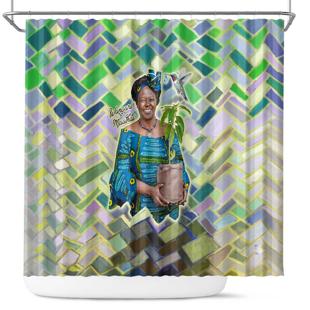 Wangari Maathai Shower Curtain Hummingbird Quote Tree Planting Theme Environmental Justice Tribute - African Pride