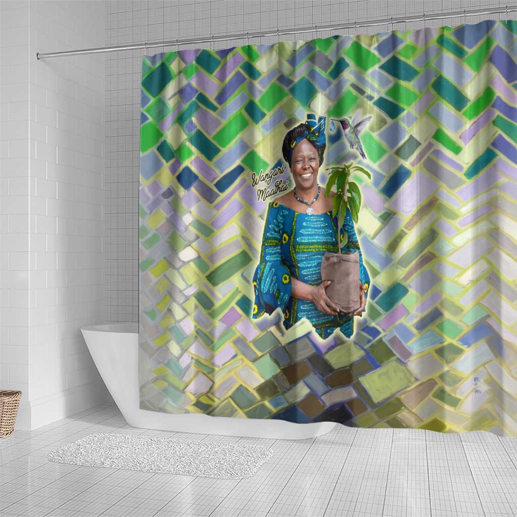 Wangari Maathai Shower Curtain Hummingbird Quote Tree Planting Theme Environmental Justice Tribute - African Pride