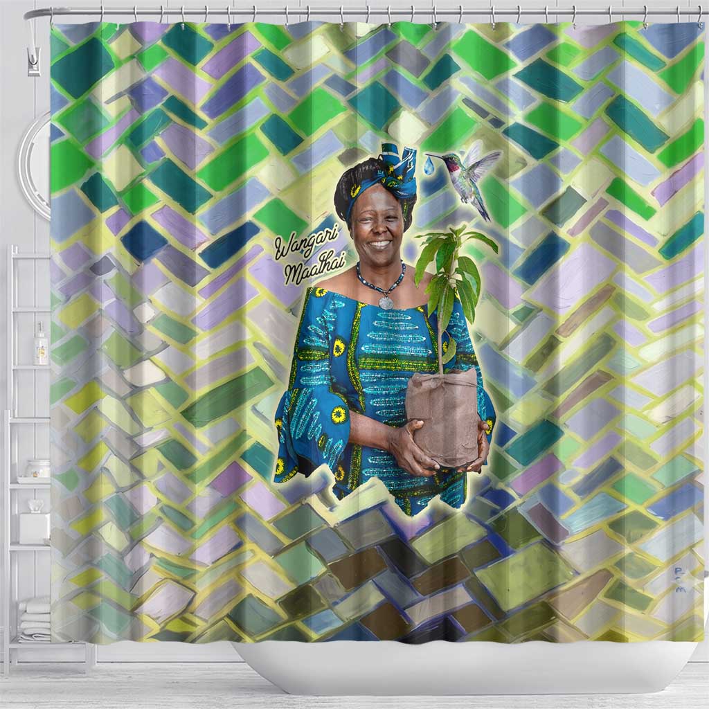 Wangari Maathai Shower Curtain Hummingbird Quote Tree Planting Theme Environmental Justice Tribute - African Pride