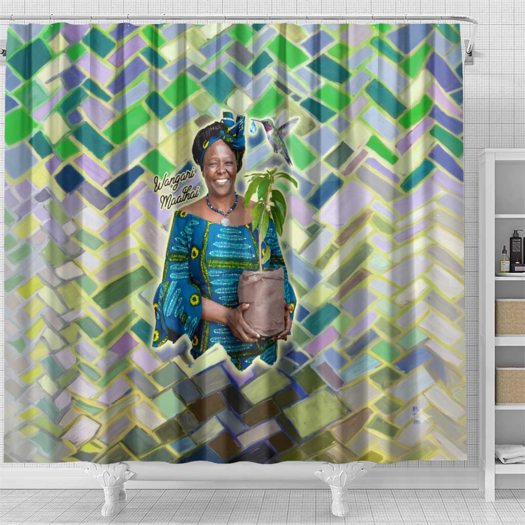 Wangari Maathai Shower Curtain Hummingbird Quote Tree Planting Theme Environmental Justice Tribute - African Pride