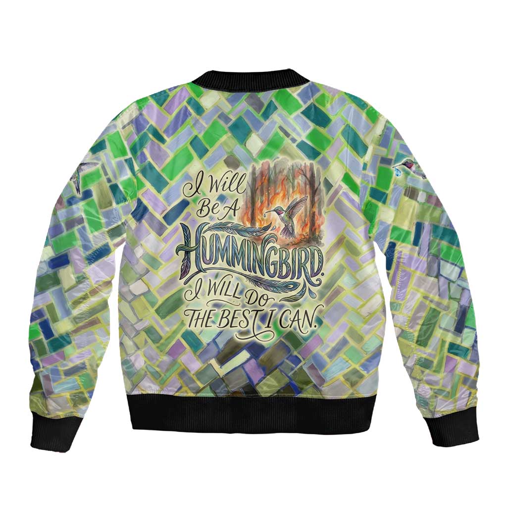 Wangari Maathai Sleeve Zip Bomber Jacket Hummingbird Quote Tree Planting Theme Environmental Justice Tribute - African Pride