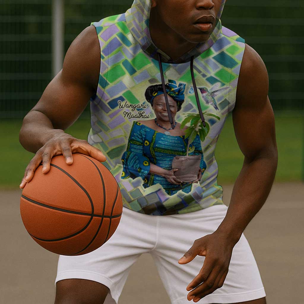 Wangari Maathai Sleeveless Hoodie Hummingbird Quote Tree Planting Theme Environmental Justice Tribute - African Pride