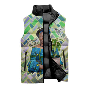 Wangari Maathai Sleeveless Puffer Jacket Hummingbird Quote Tree Planting Theme Environmental Justice Tribute - African Pride