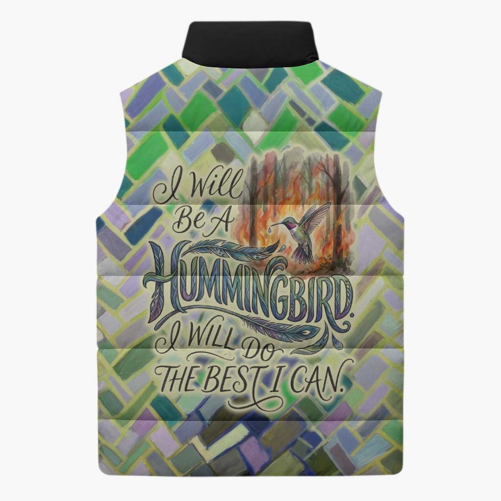 Wangari Maathai Sleeveless Puffer Jacket Hummingbird Quote Tree Planting Theme Environmental Justice Tribute - African Pride