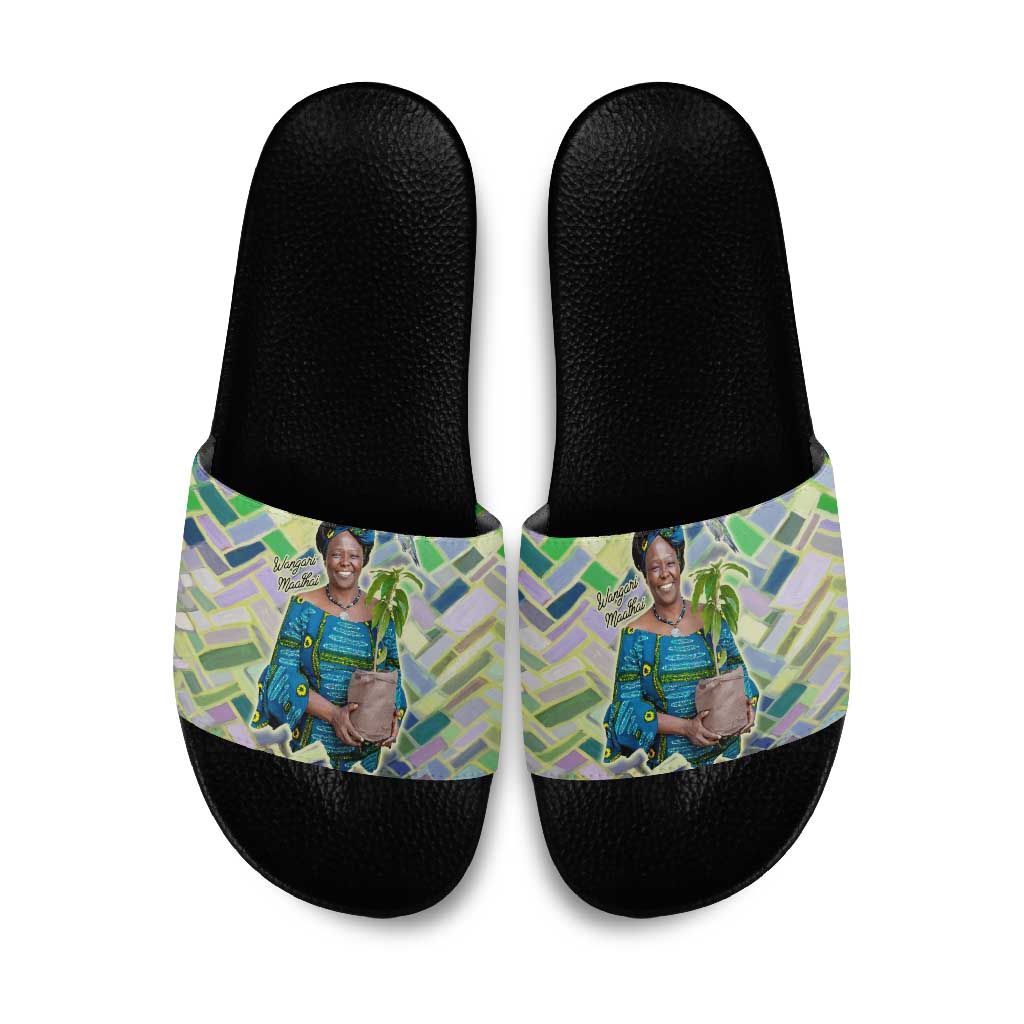 Wangari Maathai Slide Sandals Hummingbird Quote Tree Planting Theme Environmental Justice Tribute - African Pride
