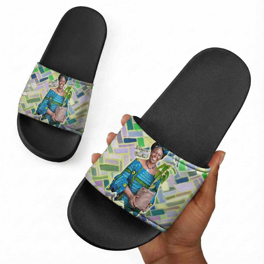 Wangari Maathai Slide Sandals Hummingbird Quote Tree Planting Theme Environmental Justice Tribute - African Pride