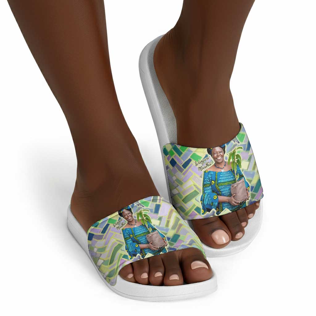 Wangari Maathai Slide Sandals Hummingbird Quote Tree Planting Theme Environmental Justice Tribute - African Pride