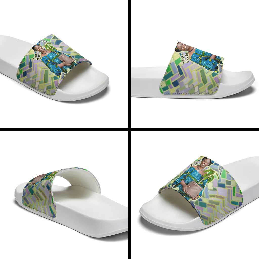 Wangari Maathai Slide Sandals Hummingbird Quote Tree Planting Theme Environmental Justice Tribute - African Pride