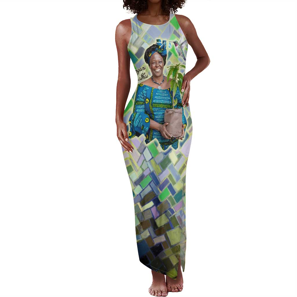 Wangari Maathai Tank Maxi Dress Hummingbird Quote Tree Planting Theme Environmental Justice Tribute - African Pride