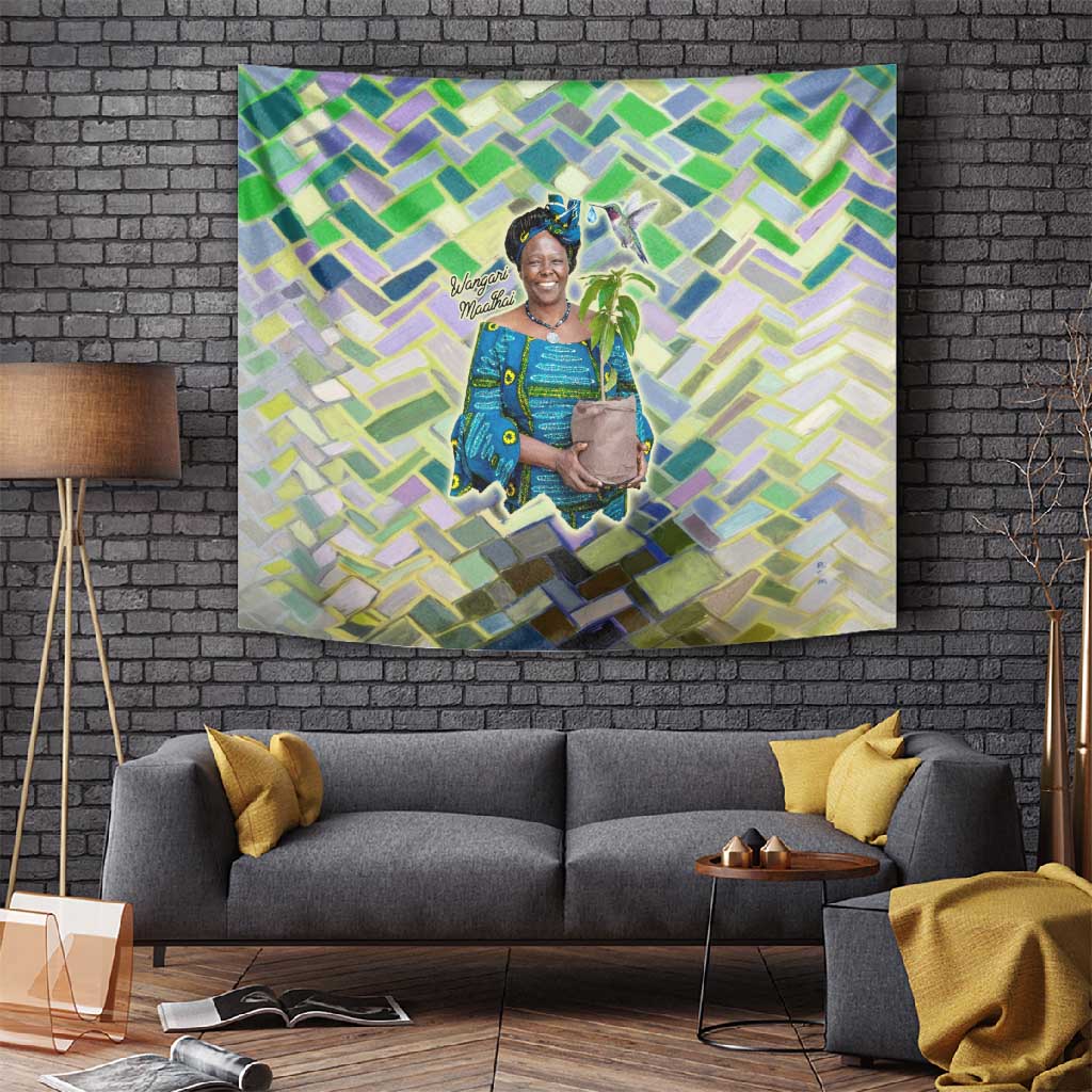 Wangari Maathai Tapestry Hummingbird Quote Tree Planting Theme Environmental Justice Tribute - African Pride