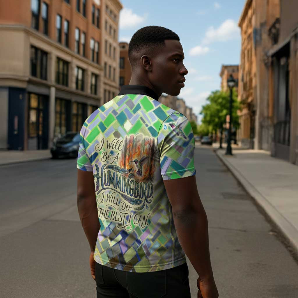 Wangari Maathai Zipper Polo Shirt Hummingbird Quote Tree Planting Theme Environmental Justice Tribute - African Pride