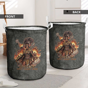 Queen Nzinga Laundry Basket Fierce African Warrior Queen - Dark Tribal Fire Art - African Pride
