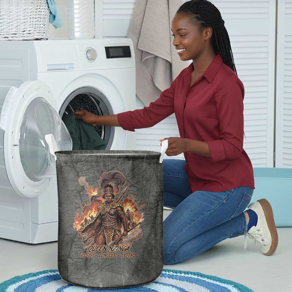 Queen Nzinga Laundry Basket Fierce African Warrior Queen - Dark Tribal Fire Art - African Pride