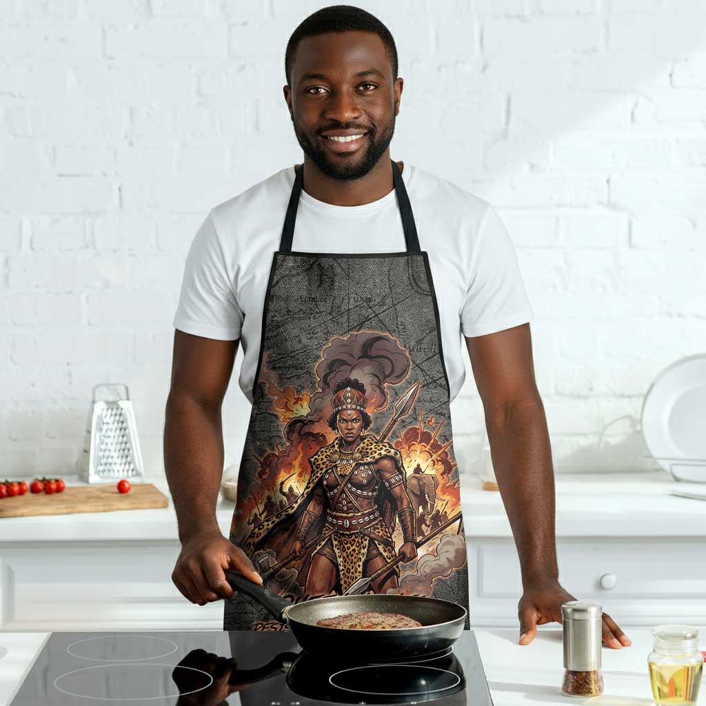 Queen Nzinga Apron Fierce African Warrior Queen - Dark Tribal Fire Art - African Pride