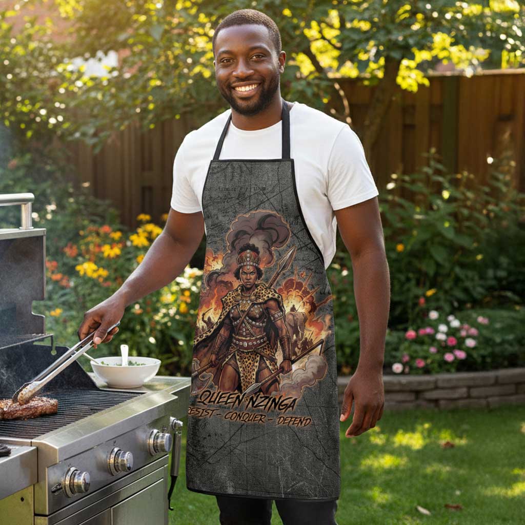 Queen Nzinga Apron Fierce African Warrior Queen - Dark Tribal Fire Art - African Pride