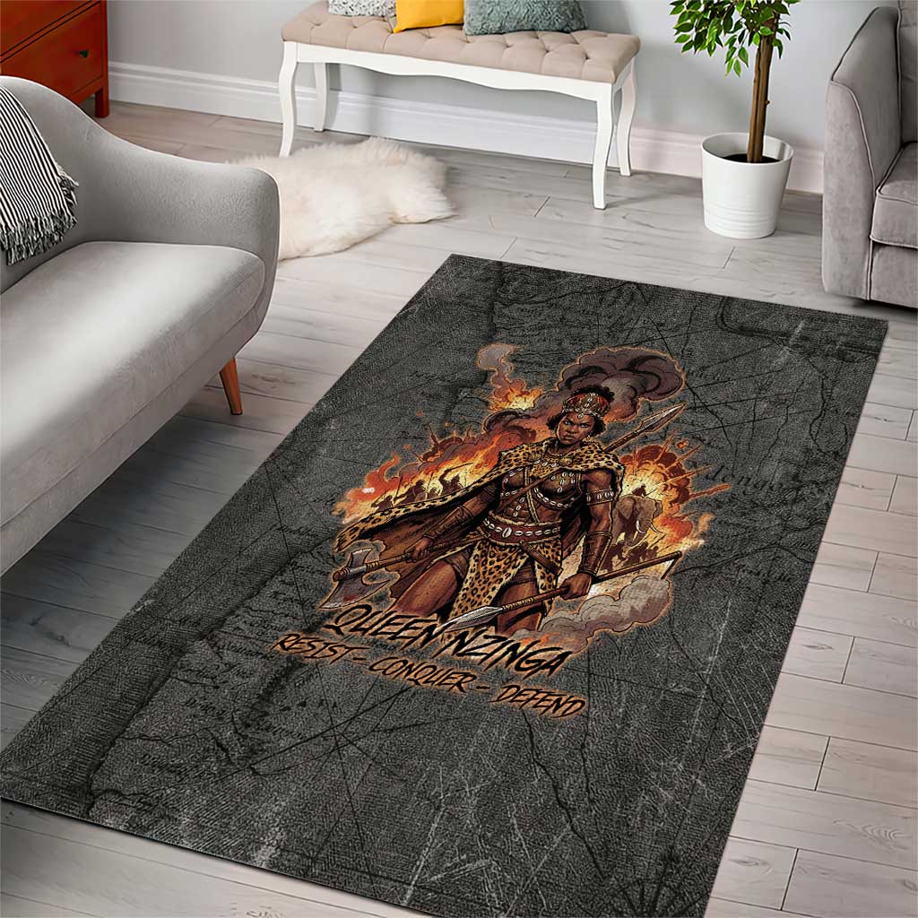 Queen Nzinga Area Rug Fierce African Warrior Queen - Dark Tribal Fire Art - African Pride