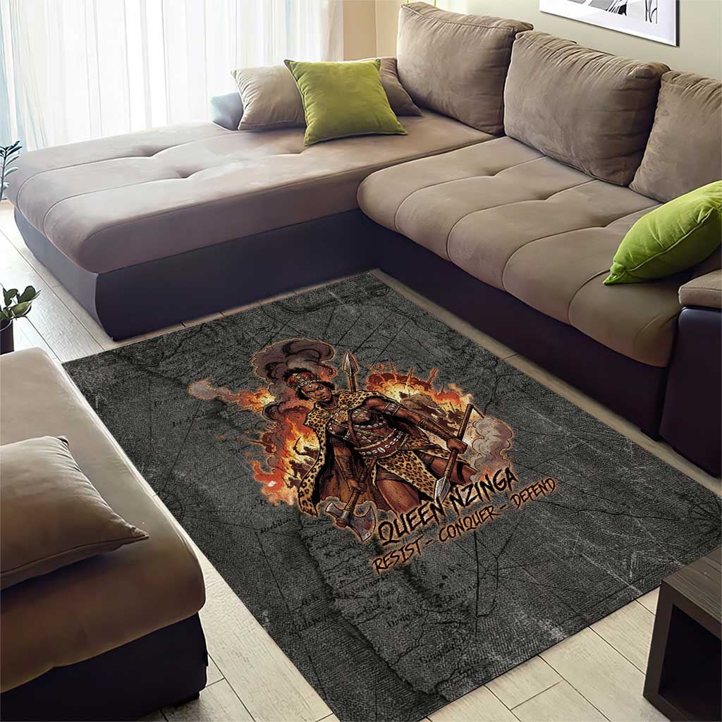 Queen Nzinga Area Rug Fierce African Warrior Queen - Dark Tribal Fire Art - African Pride