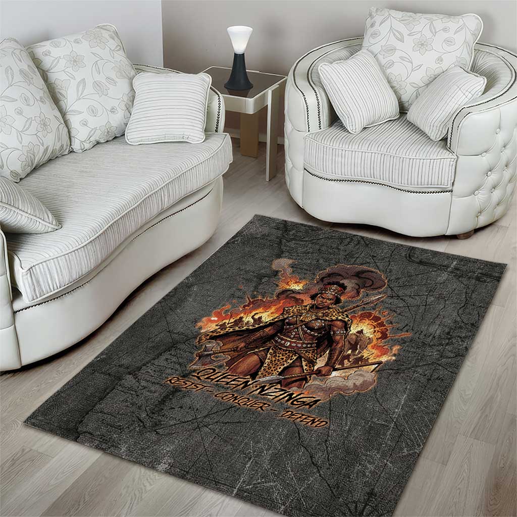Queen Nzinga Area Rug Fierce African Warrior Queen - Dark Tribal Fire Art - African Pride