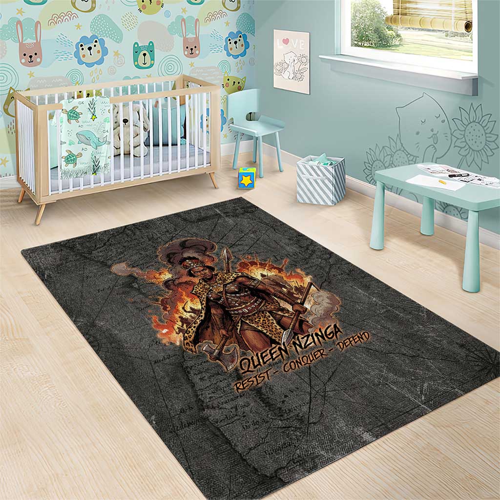 Queen Nzinga Area Rug Fierce African Warrior Queen - Dark Tribal Fire Art - African Pride