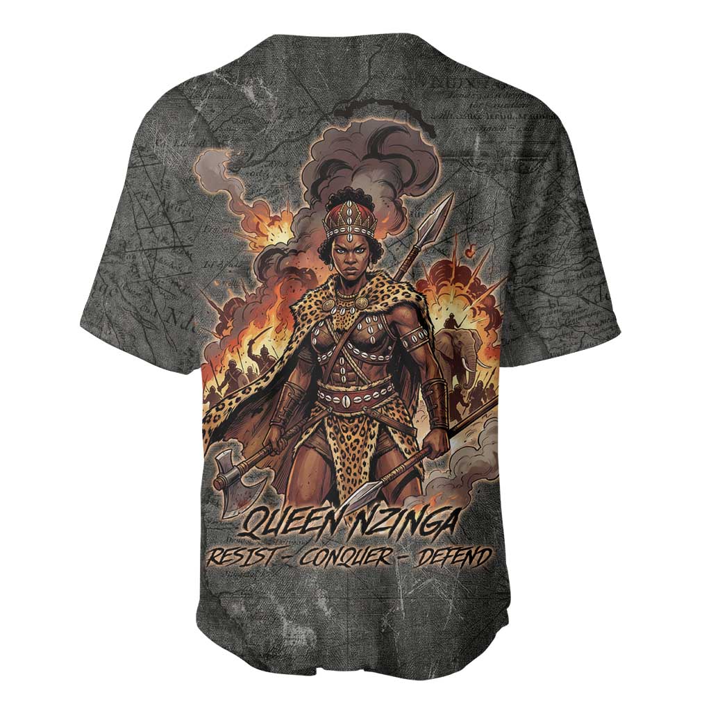 Queen Nzinga Baseball Jersey Fierce African Warrior Queen - Dark Tribal Fire Art - African Pride