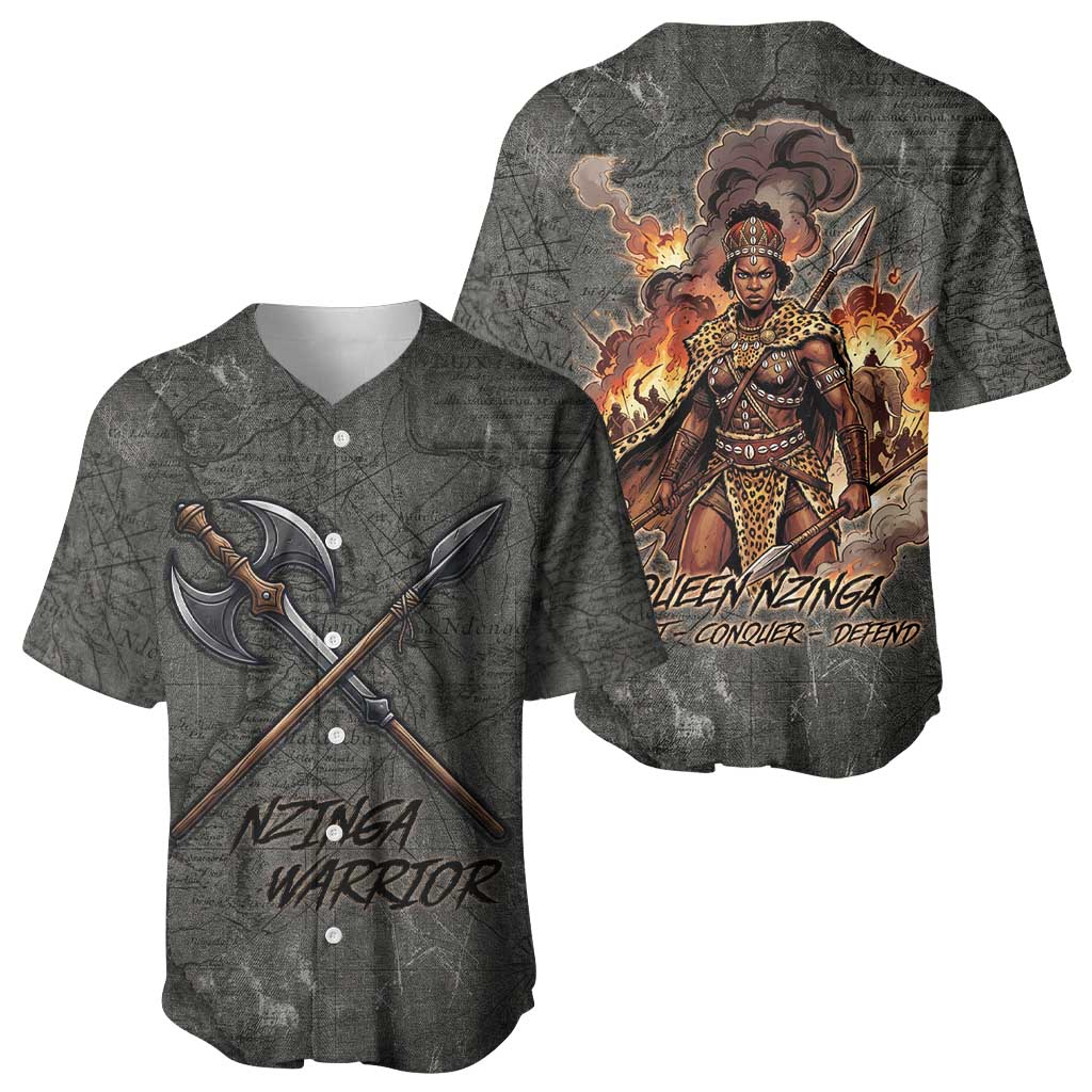 Queen Nzinga Baseball Jersey Fierce African Warrior Queen - Dark Tribal Fire Art - African Pride