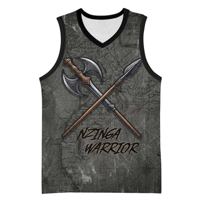 Queen Nzinga Basketball Jersey Fierce African Warrior Queen - Dark Tribal Fire Art - African Pride