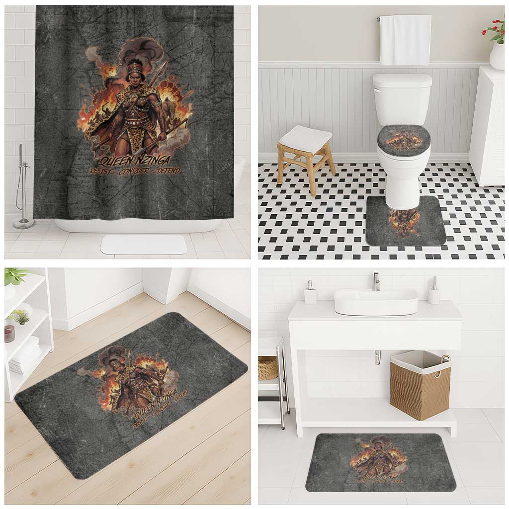 Queen Nzinga Bathroom Set Fierce African Warrior Queen - Dark Tribal Fire Art - African Pride