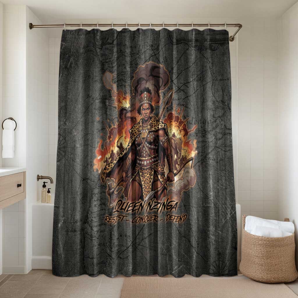 Queen Nzinga Bathroom Set Fierce African Warrior Queen - Dark Tribal Fire Art - African Pride