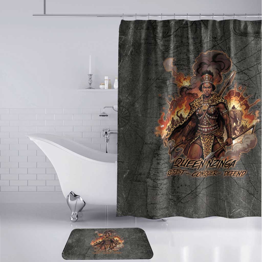 Queen Nzinga Bathroom Set Fierce African Warrior Queen - Dark Tribal Fire Art - African Pride